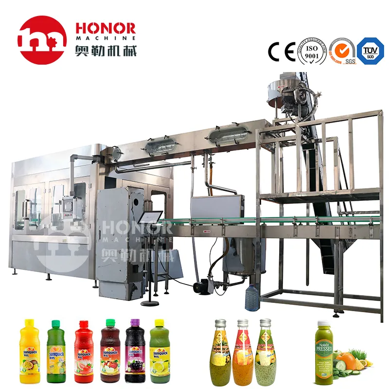 Automatic 4 in 1 Juice Coconut Jelly Hot Filling Bottling Machine