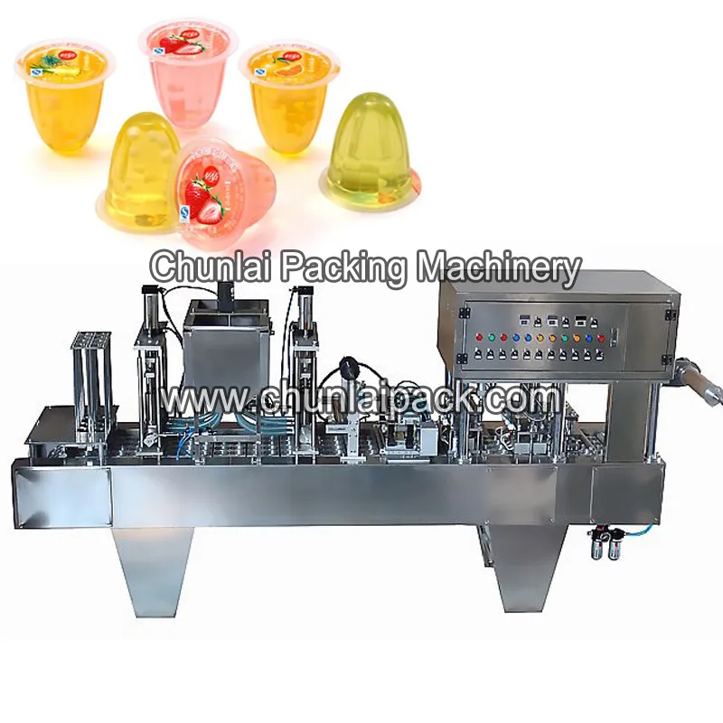Automatic Line Plastic Roll Film Water Milk Juice Jelly Cup Filling Sealing Machine
