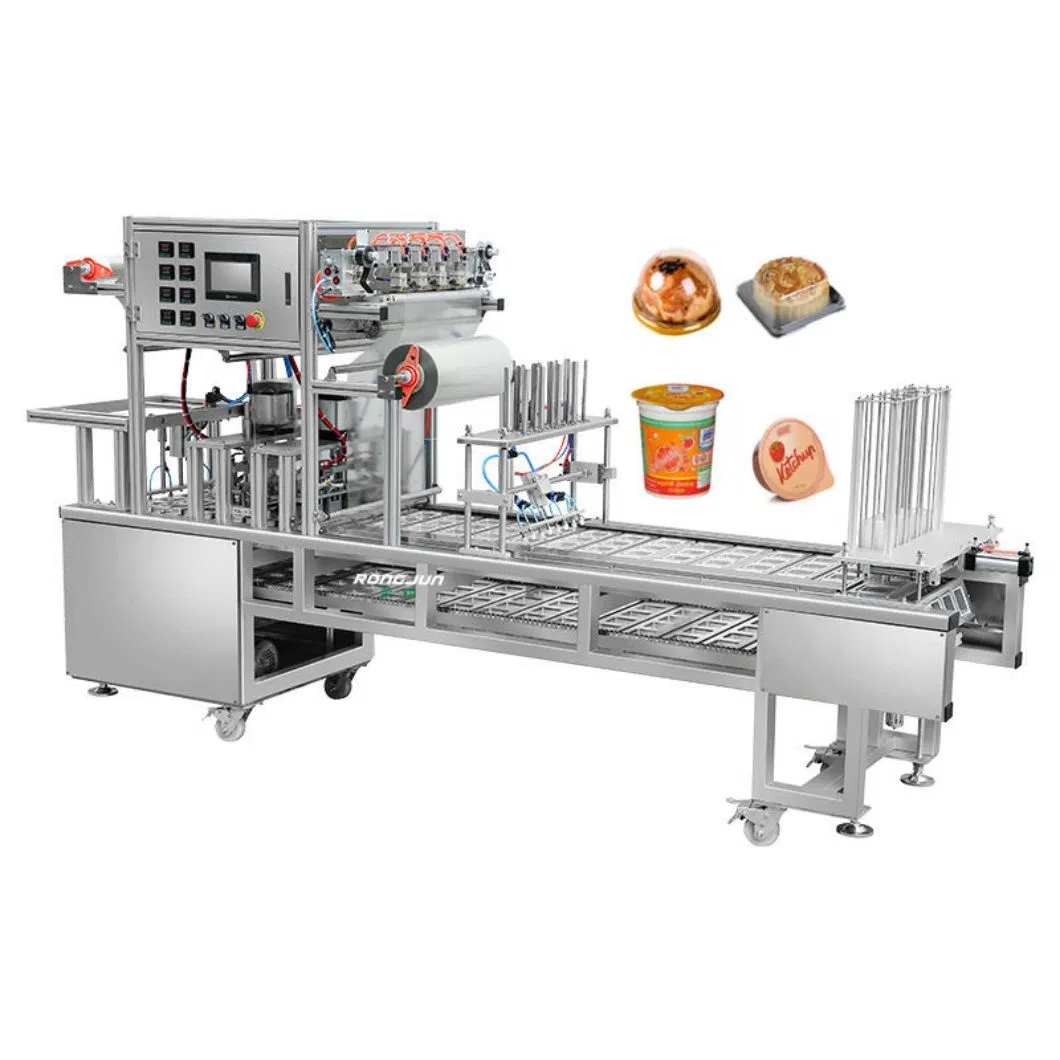 Fully Automatic Jelly Juice Milk Meat Roll Film Cup Filling and Sealing Machine