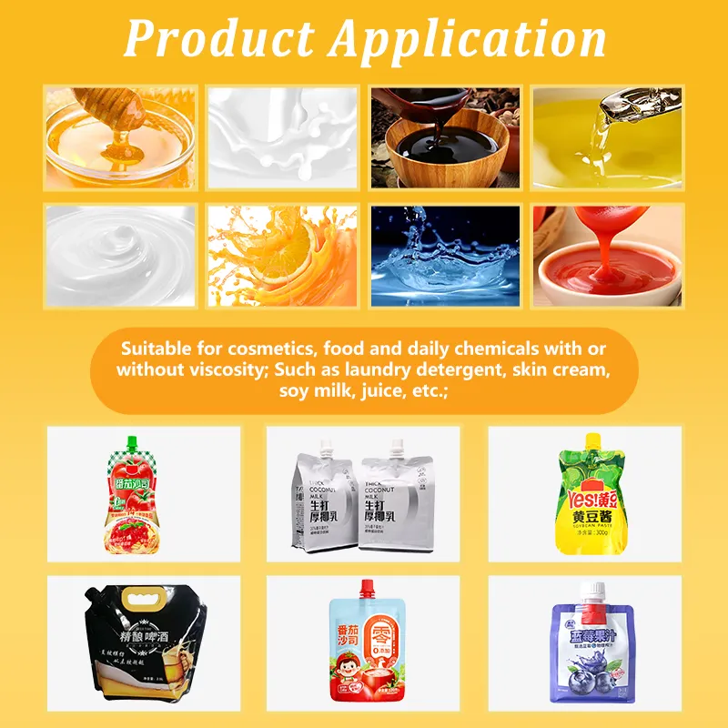 Pouch Filling Production Line Liquid Stainless Steel 1-6 Nozzles Jelly Water Juice Soybean Milk Liquid Filler Soft Drink Filling Machine